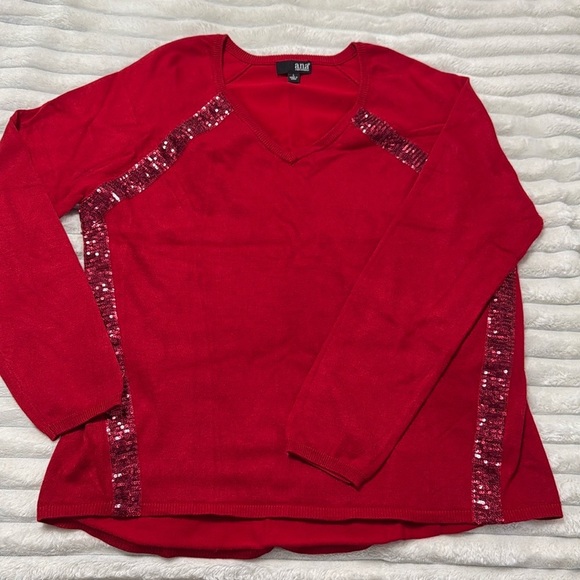 a.n.a Red Sequin Accent Top - Picture 2 of 3